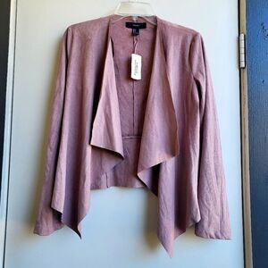 Dusty pink suede waterfall collar jacket.